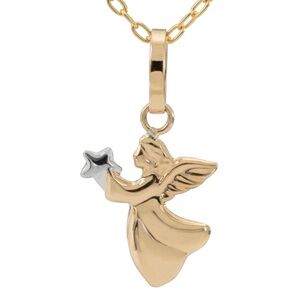 14k Yellow Gold And White Gold Angel Pendant / Charm